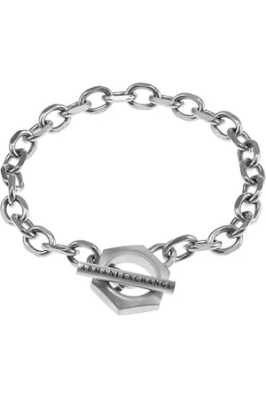 Armani Exchange Armband Für Männer, Länge: 220mm, Breite: 17.5mm, Höhe: 20mm Silbernes Edelstahlarmband, AXG0103040