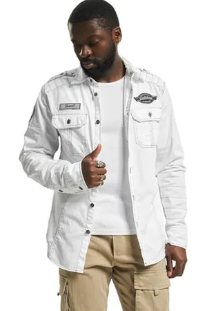 Brandit Luis Vintage Shirt Long Sleeve, Farbe: White, Größe: XL