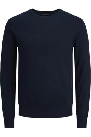 JACK & JONES Herren Dünner Langarm Strickpullover | Rundhals Basic Sweater | Shirt Jumper JJEEMIL, Farben:Navy, Größe Pullover:XXL