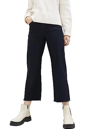 TOM TAILOR Damen 1038340 Jeanshose mit weitem Bein, 10138-Rinsed Blue Denim, 26/28