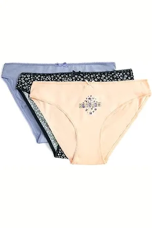 Koton Women Cotton Bow Tie Detail 3-Pack Printed Brief Panties