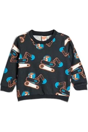Koton Babyboy Sweatshirt Crane Printed Crew Neck Long Sleeve Brushed Interior