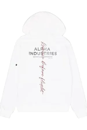 Alpha Industries Herren Signature BP Hoody, White, S