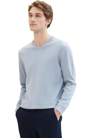 TOM TAILOR Herren Basic Pullover mit V-Ausschnitt aus Baumwolle, , L
