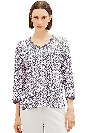 TOM TAILOR Damen Longsleeve mit Muster, , XL.