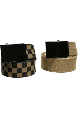 Urban classics Unisex TB5139-Check and Solid Canvas Belt 2-Pack Gürtel, , L/XL
