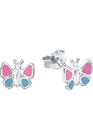 Amor Ohrstecker 925 Sterling Silber Mädchen Kinder Ohrschmuck, 0,7 cm, Silber, Schmetterling, Kommt in Schmuck Geschenk Box