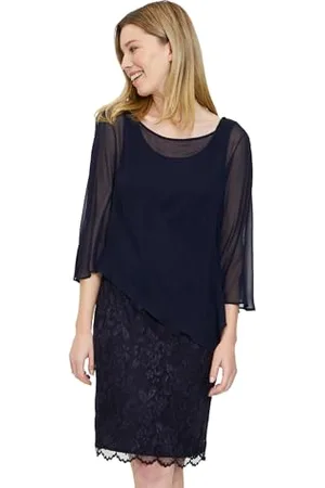 Vera Mont Damen Cocktailkleid mit Spitze Night Sky,46