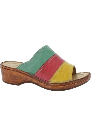 Andrea Conti Damen Pantolette, Zitrone/Koralle/grün, 38 EU