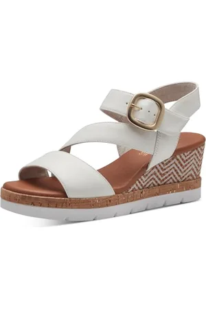 Jana Damen Sandalen mit Keilabsatz Sommer Vegan, (White), 38 EU