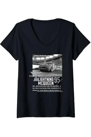 Cars Damen Lightning McQueen Racing Series T-Shirt mit V-Ausschnitt