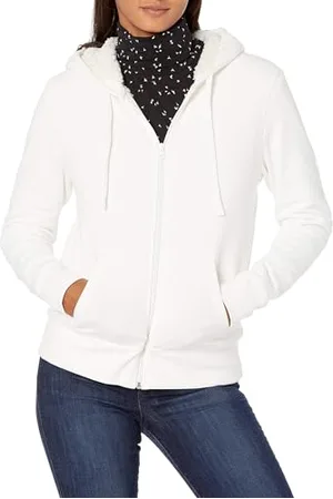Amazon Damen Sherpa-gefütterte Fleece-Kapuzenjacke mit durchgehendem Reißverschluss (erhältlich in Übergröße), , XS