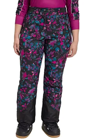 Ulla Popken Damen Skihose Blütenranken, Wasserfest Hose, , 44 Große Größen EU