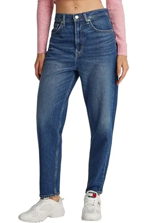 Tommy Hilfiger Damen Jeans Hose Mom-Fit Tapered Fit, Blau ( Dark), 28W/30L