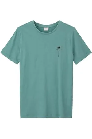 QS by s.Oliver Jungen 2143133 T-Shirt mit Rückenprint, Petrol, L