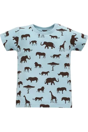 Pinókio T-Shirt Safari, 95% Cotton 5% Elastane, blau, Afrikamuster, Jungen 74-122 (110)
