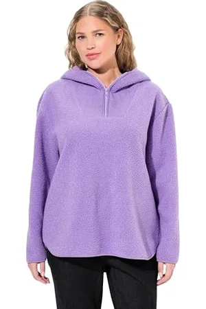Ulla Popken Damen Teddypullover, Plüsch, Kapuze, Langarm Pullover, , 50 EU