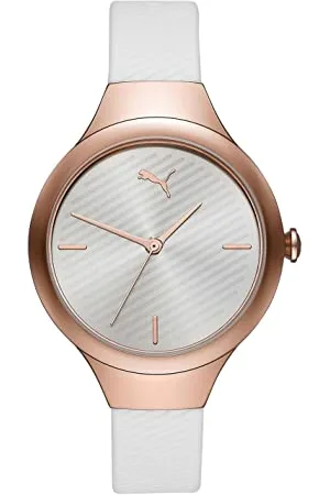 PUMA Damenuhr Contour, Dreizeigeruhrwerk, 36 mm Gehäuse aus roségoldener Legierung mit PolyurethanArmband, P1018