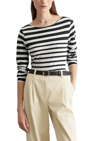 Marc O’ Polo Marc OߴPolo Damen Langarmshirt aus Bio-Baumwolle gestreift, Mehrfarbig , L