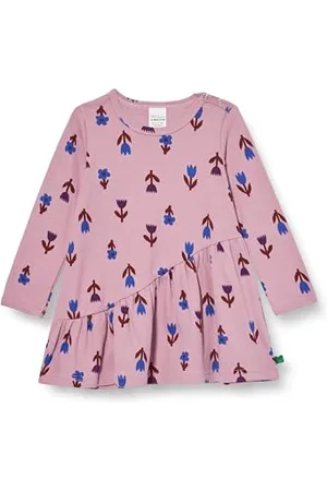 Green Cotton Baby - Mädchen Deco L/S Dress, Pink Haze/Star Blue/Sonic Purple, 74 EU