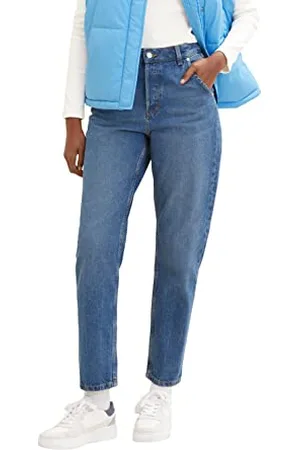 TOM TAILOR Damen 1035809 Mom Jeans, 10119-Used Mid Stone Blue Denim, 32