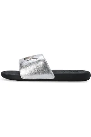 PUMA Unisex Cool Cat 2.0 Metallic Shine Slide Sandal, Silver Gold Black, 35.5 EU
