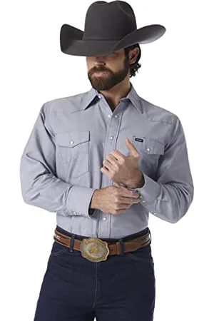Wrangler Herren Western-werkhemd, Lange mouwen, met kliksluiting, gewassen oppervlak, werkhemd, westernhemd, Larga C Button Down Shirts, , 15.5" Hals 33" Ärmel EU