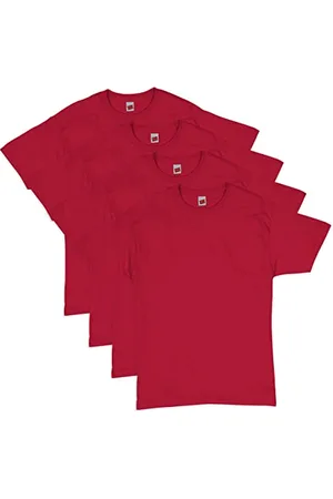 Hanes Essentials Herren T-Shirt Pack, Herren Kurzarm Tees, Crewneck Baumwolle T-Shirts für Männer, Vorteilspack, Dunkelrot - 4er-Pack, XL