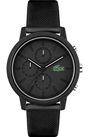 Lacoste Chronograph Quarz Uhr für Herren Kollektion .12.12 Chrono mit Schwarzes Silikonarmband - 2011243