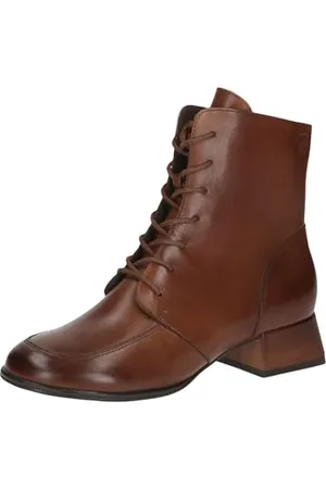 Caprice Damen Stiefeletten zum Schnüren aus Leder Kleiner Absatz, Braun , 37.5 EU