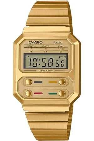 Casio Unisex Quartz Armbanduhr, 40.70mm GehäusegröÃŸe mit Digital Dial digital Zifferblatt und Metallarmband Armband A100WEG-9AEF