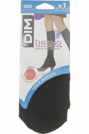 Dim Kniestrümpfe Thermo Damen x1, Black, One Size