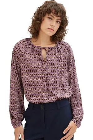 TOM TAILOR Damen Tunica Bluse mit Muster , brown geometrics print, 44