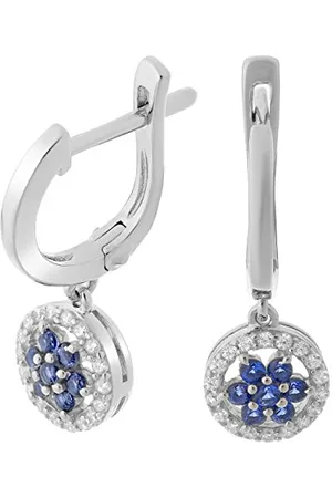 ORPHELIA Damen-Creolen 925 rhodiniert Zirkonia blau Rundschliff - ZO-7047