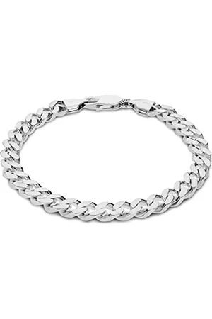 Amazon Panzerketten-Armband aus Sterlingsilber, quadratisch, 20 cm