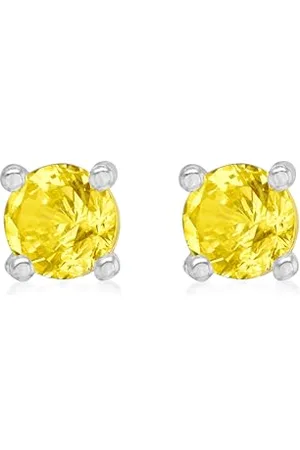 Amazon Ohrstecker aus rhodiniertem Sterlingsilber, Citrin-Zirkonia, Geburtsstein November