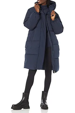 Amazon Damen Lange Oversize-Daunenjacke mit Kapuze (in Übergröße erhältlich), , L