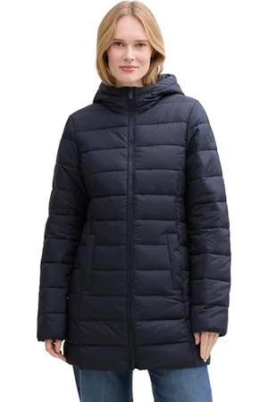 TOM TAILOR Denim Puffer-Jacke mit verschließbarem Stehkragen, green dust, L