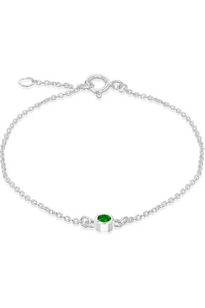 Amazon Armband aus Sterlingsilber, verstellbar, grüner Zirkonia, Geburtsstein Mai, 16–18 cm