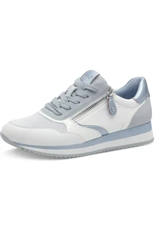 Jana Damen Sneaker flach mit Reißverschluss Vegan, Blau , 42 EU