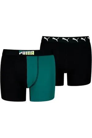 PUMA Children Unisex Boxer Briefs, Black/Green, 170-176 EU