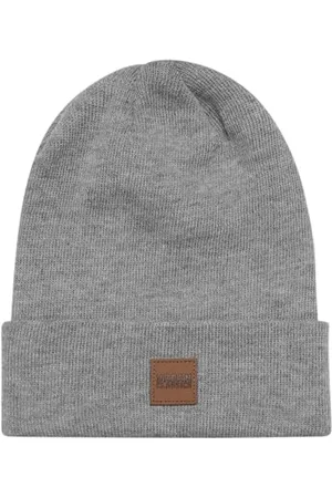 Urban classics TB626 Unisex Strickmütze Leatherpatch Long Beanie Grey, (Herstellergröße: one size)