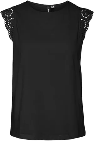 VERO MODA Damen VMEMILY SL Gathering JRS NOOS Top, Black, M