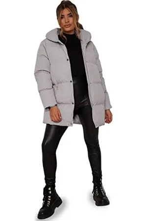 Chi Chi London Damen Gepolsterter Puffermantel mit Kapuze in Mantel, 40