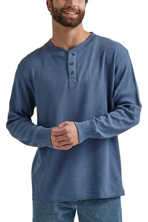Wrangler Herren Long Sleeve Waffle Henley Hemd, , Mittel