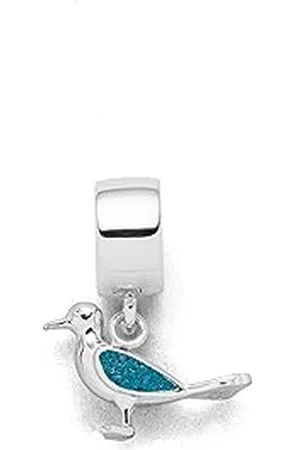 DUR Einzel Charm-Anhänger Möwe für Damen aus 925er Sterling-Silber mit Steinsand in der Farbe , Maße: 1,25x1,5 cm, F327