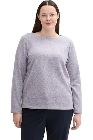 TOM TAILOR Damen Plussize Cosy Sweatshirt mit Knöpfen, , 48