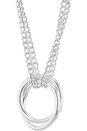 Amazon Doppel-Panzerkette aus Sterlingsilber mit verknüpften Ringen, verstellbar, 41–46 cm
