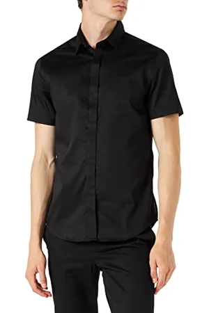 Armani Exchange Herren Stretch Satin Slim Freizeithemd, , XL