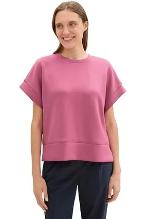 TOM TAILOR Damen 1043169 Sweatshirt mit 1/2-Arm, 16348-Pink Velvet, 36